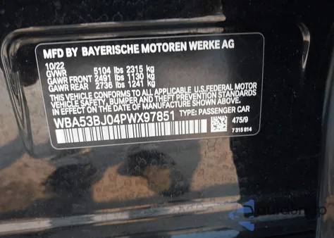 2023 BMW 540 I z USA, uszkodzony, nr VIN WBA53BJ04PWX97851